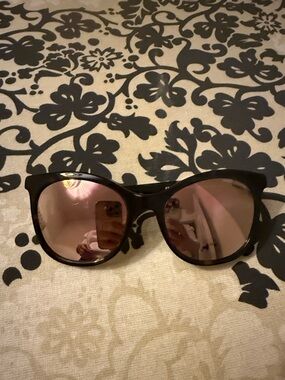 Armani Exchange Black Sunglasses with Rose-Tinted Lenses